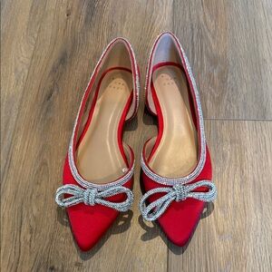 a new day Red Pointed Flats with Silver Accents